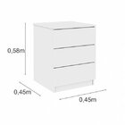 Mesa De Cabeceira 3 Gavetas 45cm Berlim   Branco