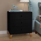 Mesa De Cabeceira 3 Gavetas  Preto