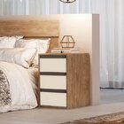 Mesa De Cabeceira 3 Gavetas Belmax Carvalho/off White