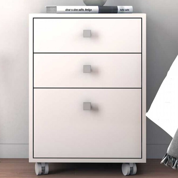 Mesa De Cabeceira 3 Gavetas Branco - Pnr Móveis