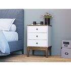 Mesa De Cabeceira 3 Gavetas Colonial  Branco/azul