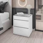 Mesa De Cabeceira 3 Gavetas Com Organizador Tampo Em Vidro Be