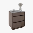 Mesa De Cabeceira 3 Gavetas Com Organizador Tampo Em Vidro Be