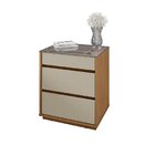 Mesa De Cabeceira 3 Gavetas Com Organizador Tampo Vidro Beliz