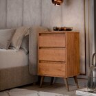 Mesa De Cabeceira 3 Gavetas Com Pés Palito Woon Freijó