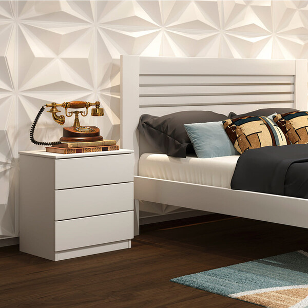 Mesa De Cabeceira 3 Gavetas Corrediças Telescópicas - Veronna