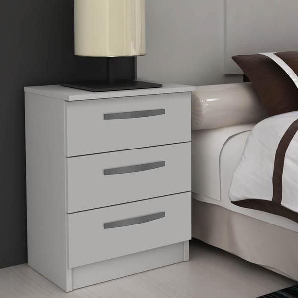 Mesa de Cabeceira 3 Gavetas Domus – Branco