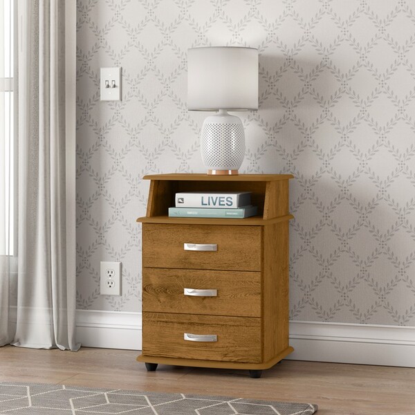 Mesa De Cabeceira 3 Gavetas Luxo Cor Freijo - Comprar Moveis