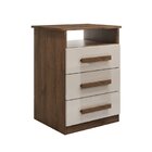 Mesa De Cabeceira 3 Gavetas Malibu Bianchi Móveis Avelã/off W