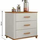 Mesa De Cabeceira 3 Gavetas Mini Cômoda Maitê Off White Com N