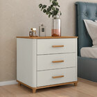 Mesa De Cabeceira 3 Gavetas Mini Cômoda Maitê Off White Com N