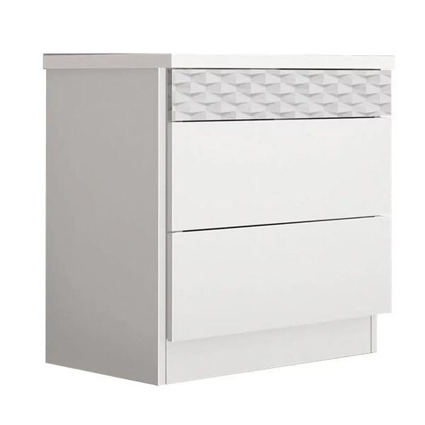 Mesa De Cabeceira 3 Gavetas Murano Box F08 Branco - Mpozenato