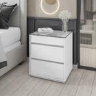 Mesa De Cabeceira 3 Gavetas Porta Itens Serena Branco