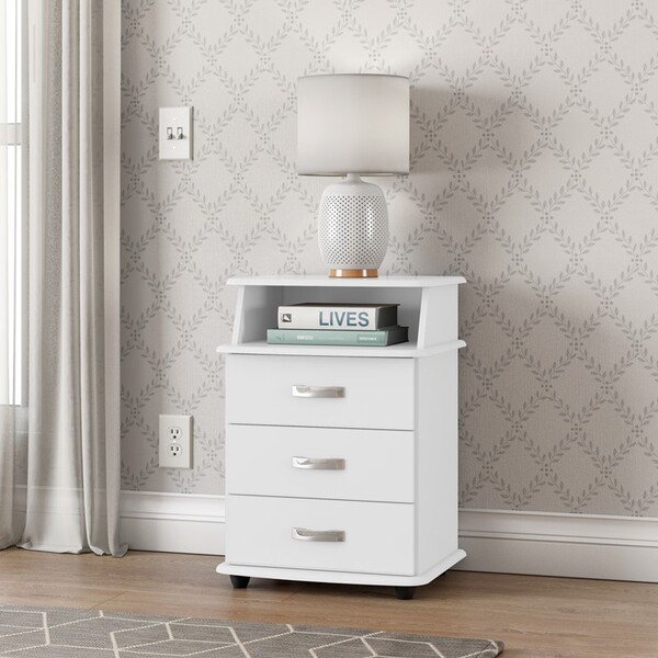 Mesa De Cabeceira 3 Gavetas Recife - Branco - Comprar Moveis