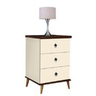 Mesa De Cabeceira 3 Gavetas Retrô Móveis Primus Pérola/freijó