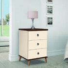 Mesa De Cabeceira 3 Gavetas Retrô Móveis Primus Pérola/freijó