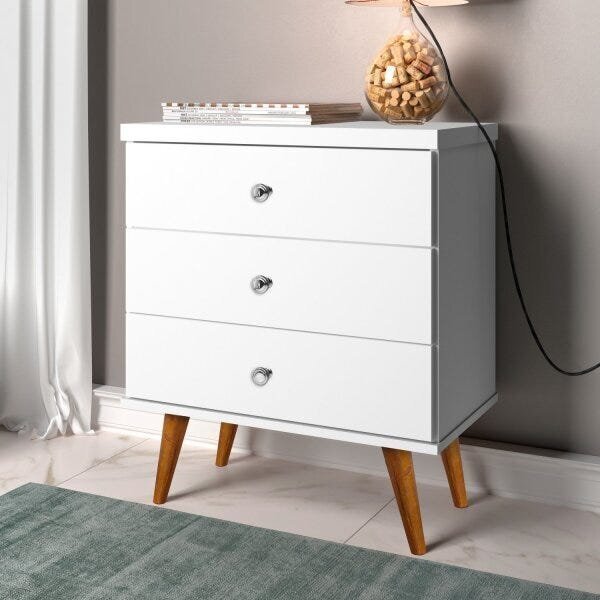 Mesa De Cabeceira 3 Gavetas Status Branco