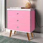 Mesa De Cabeceira 3 Gavetas Status J&a Móveis Rosa