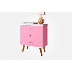 Mesa De Cabeceira 3 Gavetas Status J&a Móveis Rosa