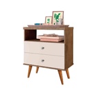 Mesa De Cabeceira 3 Gavetas Status Jequitibá E Off White