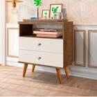 Mesa De Cabeceira 3 Gavetas Status Jequitibá E Off White