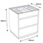 Mesa De Cabeceira 3 Gavetas Tampo De Vidro Belize C14 Cinza P