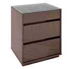 Mesa De Cabeceira 3 Gavetas Tampo De Vidro Belize C14 Cinza P