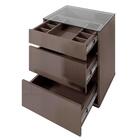 Mesa De Cabeceira 3 Gavetas Tampo De Vidro Belize C14 Cinza P