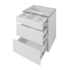 Mesa De Cabeceira 3 Gavetas Tampo De Vidro Taipei Branco