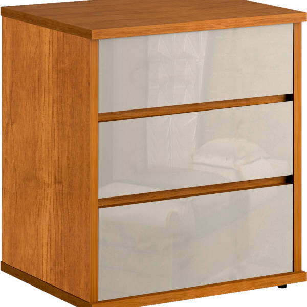 Mesa De Cabeceira 3 Gavetas Telescópicas Mdf - Grécia-nature/