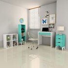 Mesa de Cabeceira 3 Gavetas Twister - Tcil - Aqua / Branco