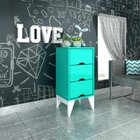 Mesa de Cabeceira 3 Gavetas Twister - Tcil - Aqua / Branco