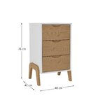 Mesa De Cabeceira 3 Gavetas Veneza Hecol Móveis Branco Tx/pin