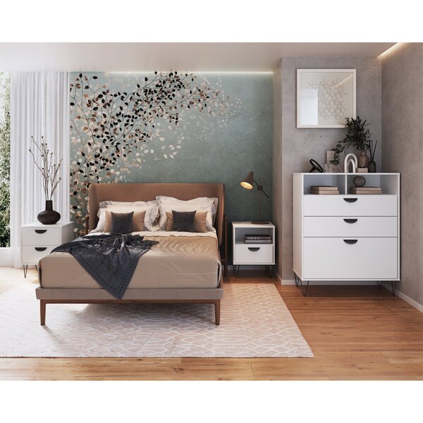 Mesa De Cabeceira 44,5cm 1 Gaveta 1 Nicho  Branco Tx