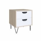 Mesa De Cabeceira 44,5cm 2 Gavetas  Nature/branco Tx