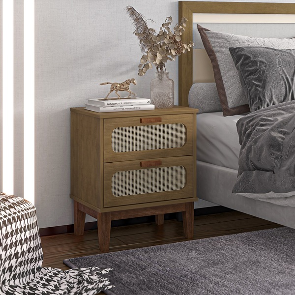 Mesa De Cabeceira 45x60cm Pés De Madeira Corrediça Telescopica