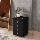 Mesa De Cabeceira 4 Gavetas 100% Mdf Rossi Preta Exclusiva
