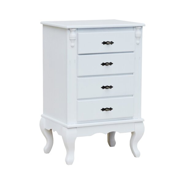 Mesa De Cabeceira 4 Gavetas E Pés Luís Xv Branco