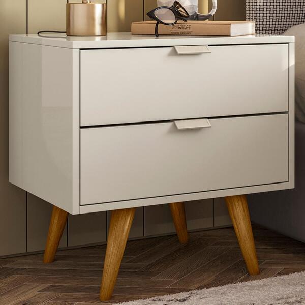 Mesa De Cabeceira 53 Cm 2 Gavetas 14054 Off White Cristal Dmad