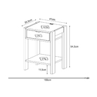 Mesa de Cabeceira 54,5X41X35,5cm Madeira Branco e Nogal TecnoMobili