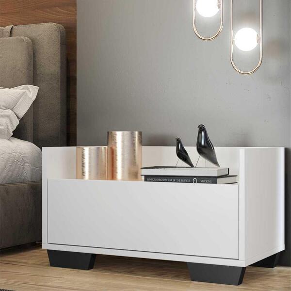 Mesa De Cabeceira 60 Cm C/ Pés Quadrados Multimóveis Branca/p