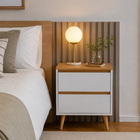 Mesa de Cabeceira 60x45x30cm MDF Branco com Gavetas Stilo Agardi