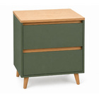 Mesa de Cabeceira 60x45x30cm MDF Verde com Gavetas Stilo Agardi