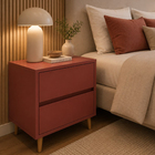 Mesa de Cabeceira 60x50x40cm MDF Pimenta com Gavetas Lume Agardi