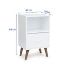 Mesa de Cabeceira 66x40x30cm MDP Branca com Gaveta e Nicho Decor Bemfixa