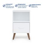 Mesa de Cabeceira 66x40x30cm MDP Branca com Gaveta e Nicho Decor Bemfixa