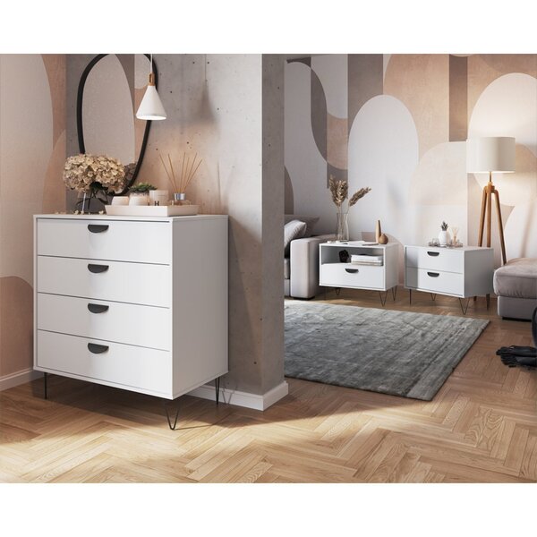 Mesa De Cabeceira 67cm 1 Gaveta 1 Nicho  Branco Tx