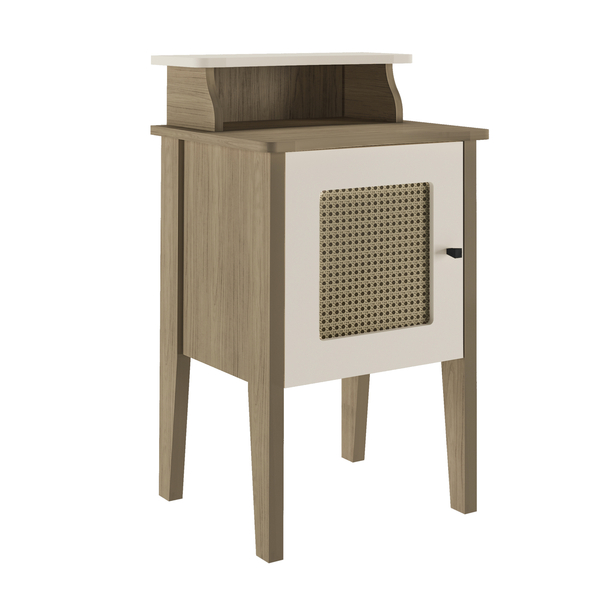 Mesa de Cabeceira 72,5x43x36cm MDF e MDP Carvalho e Off White Charlotte Artely