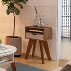 Mesa de Cabeceira 73x44,5x35cm MDF e MDP Cedro e Off White com Gaveta Vip Artely