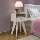 Mesa de Cabeceira 73x44,5x35cm MDF e MDP Off White com Gaveta Vip Artely
